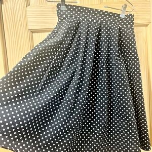 Polka Dot A- line pleated black Skirt